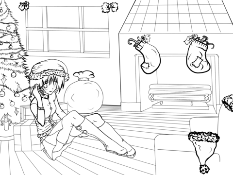 Anime Christmas Scenes By Gabriela Gogonea Coloring Page